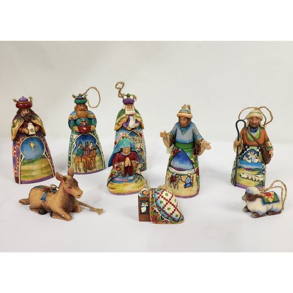 Jim Shore 9 Piece Mini Nativity Hanging Ornament set Complete - Excellent Cond. - Picture 3 of 12